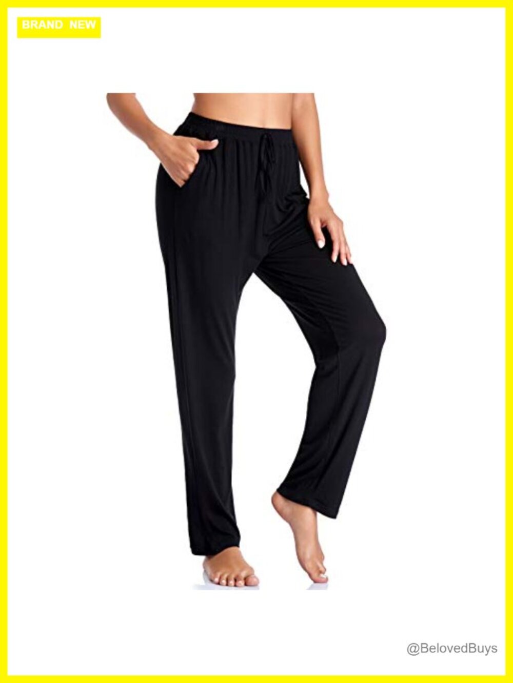 Womens Yoga Pants Loose Straight Lounge Pants with Pockets Rayon Spandex